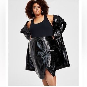 Nina Parker Women’s Trendy Plus Size Faux Leather Skirt Size 16W Black